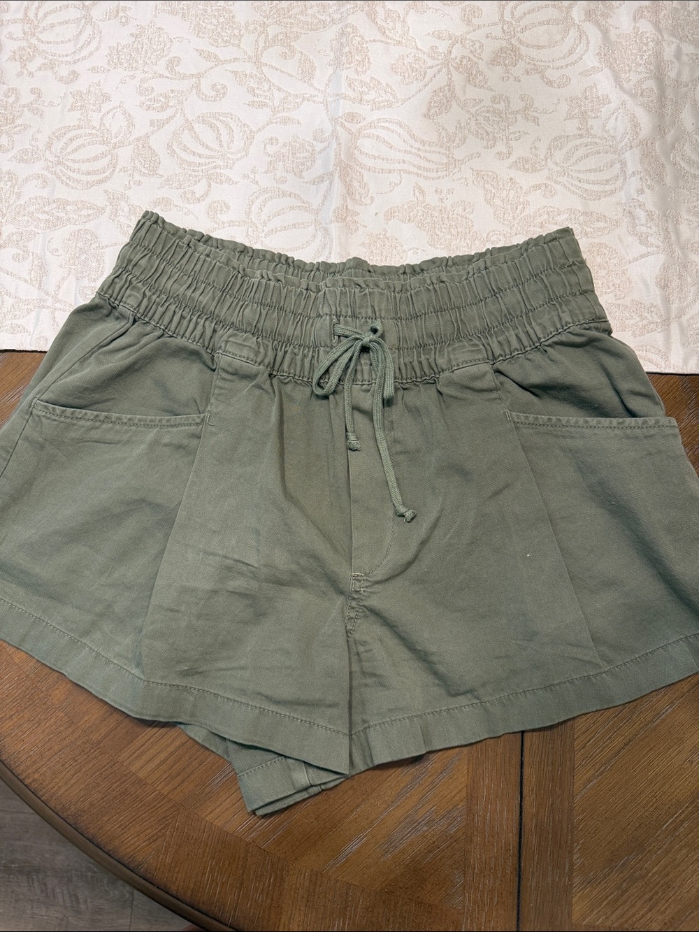 aerie Olive High-Waist Drawstring Casual Shorts